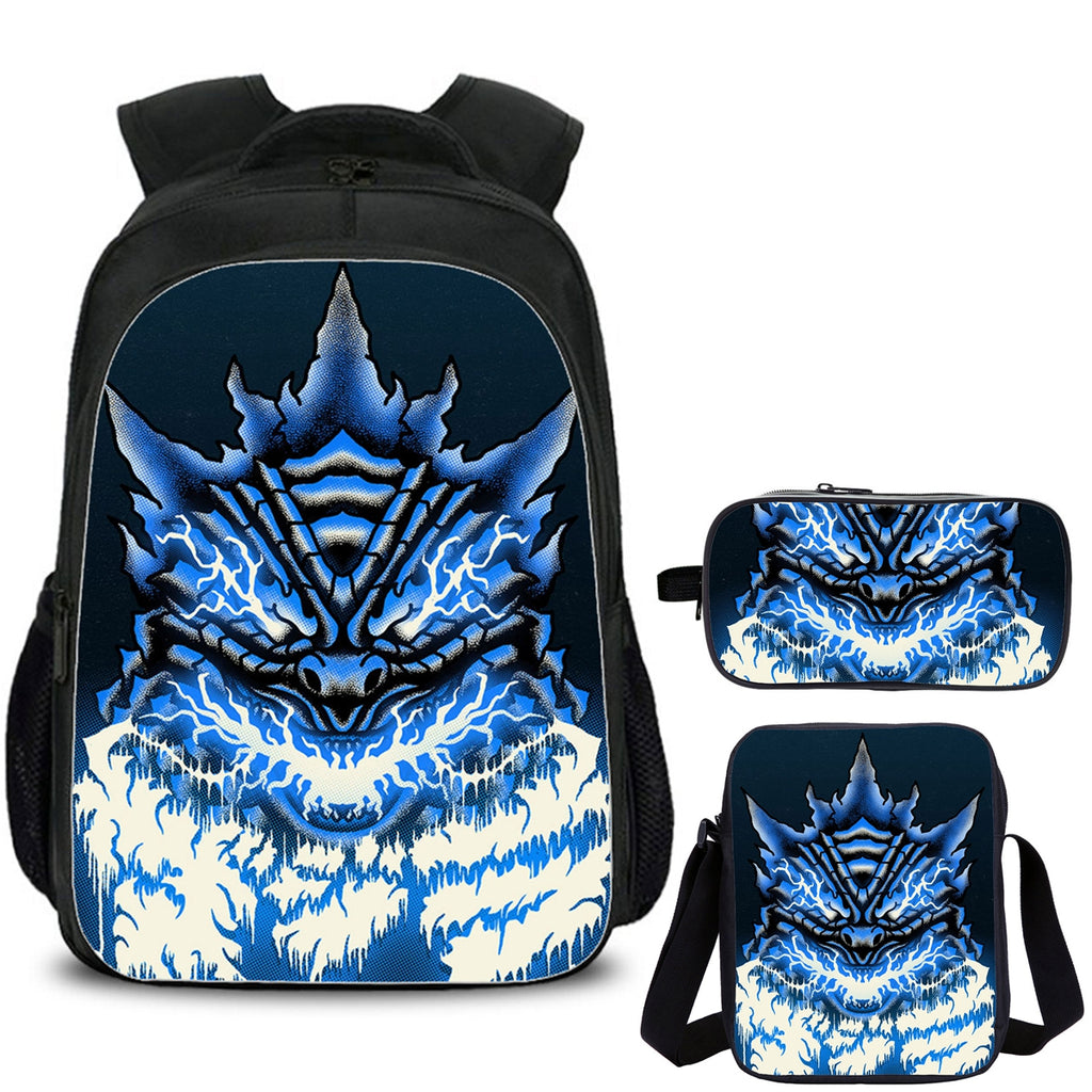 Kids Godzilla School Backpack Shoulder Bag Pencil Case 3PCS Trendy School Merch
