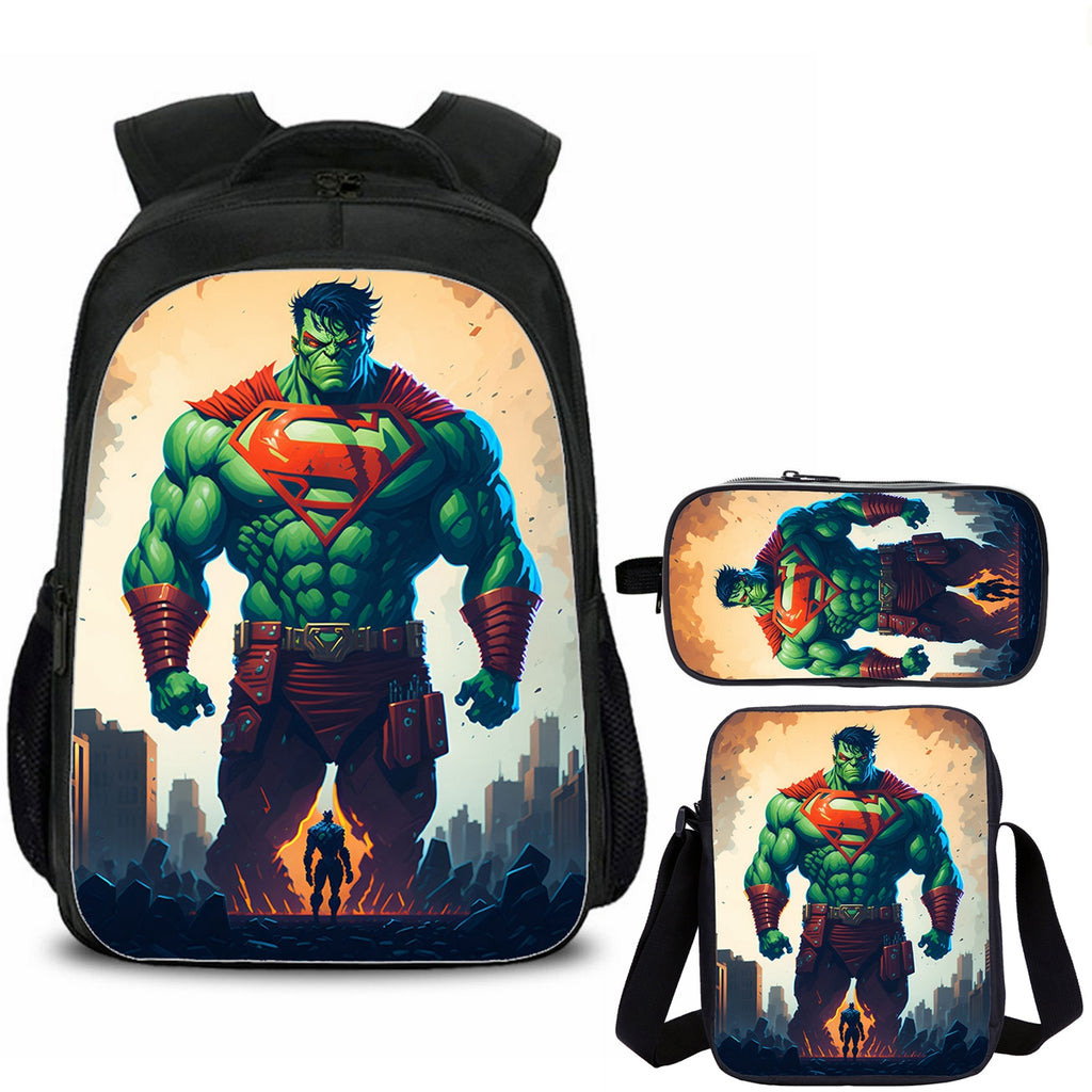HULK Kids School Backpack Shoulder Bag Pencil Case 3 Pieces Combo