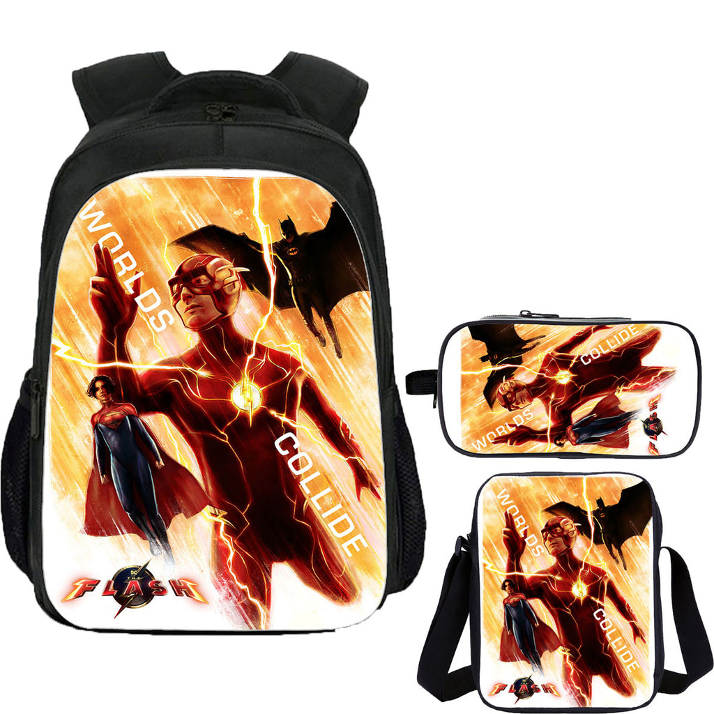 The Flash School Backpack Shoulder Bag Pencil Case 3 Pieces Combo