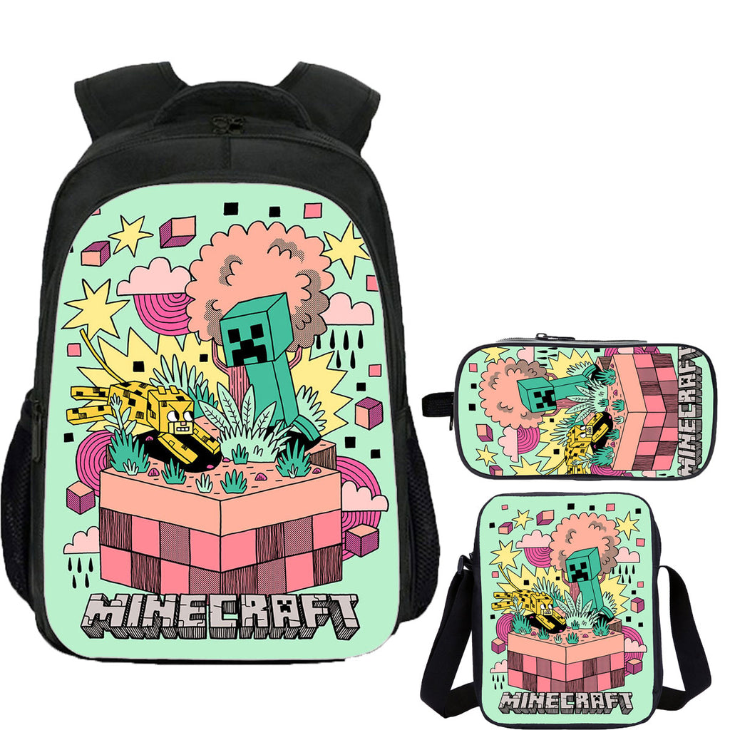 Minecraft School Backpack Shoulder Bag Pencil Case 3 Pieces Combo