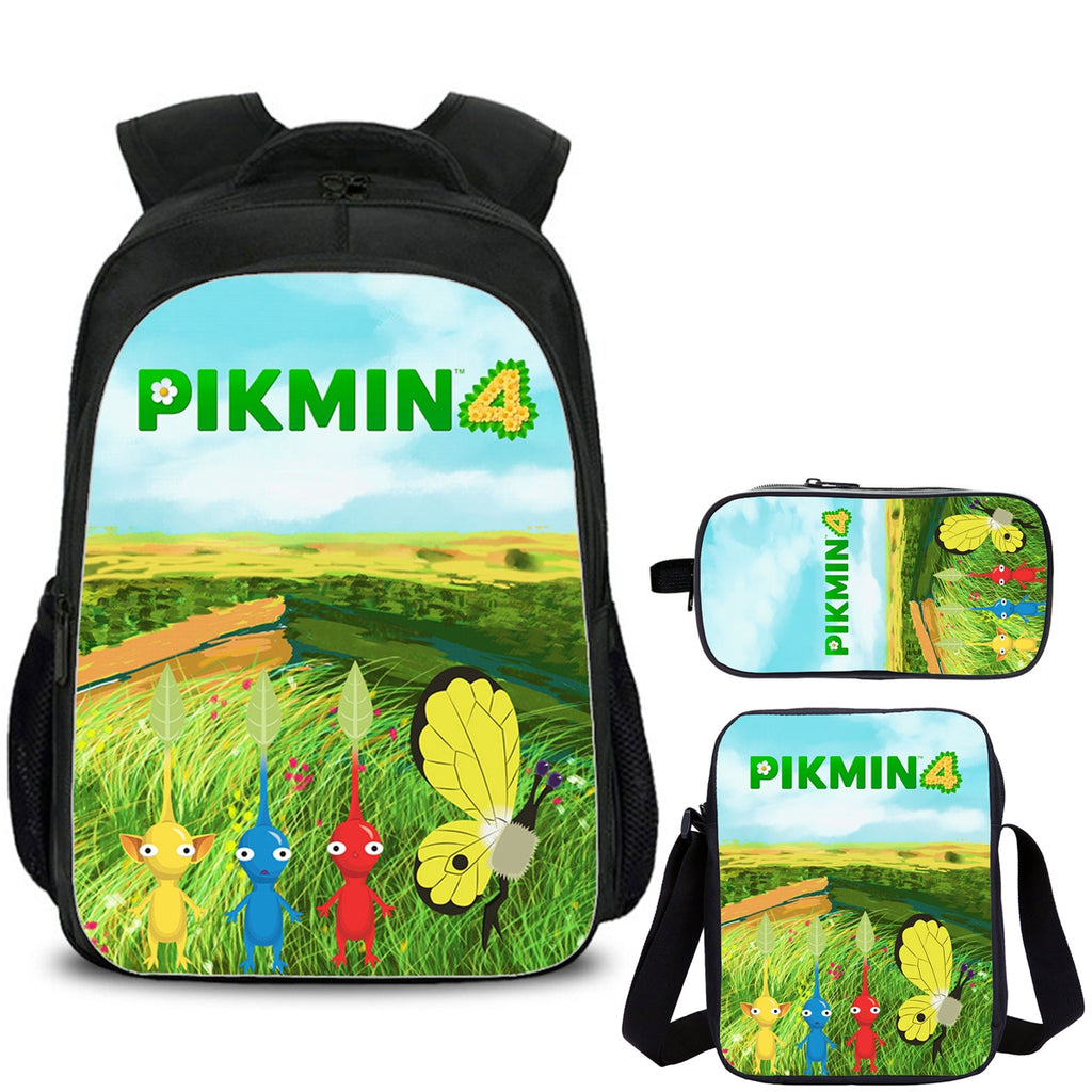 Pikmin 4 Kids School Backpack Shoulder Bag Pencil Case 3PCS Trendy School Merch