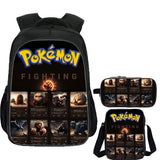 Fighting Type Pokemon School Backpack Shoulder Bag Pencil Case 3 Pieces Combo