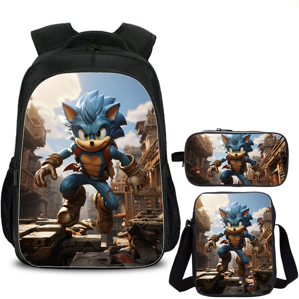Sonic Kids School Backpack Shoulder Bag Pencil Case 3PCS Trendy School Merch