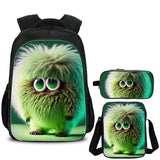 Furry Monster Kids School Backpack Shoulder Bag Pencil Case 3PCS Trendy School Merch