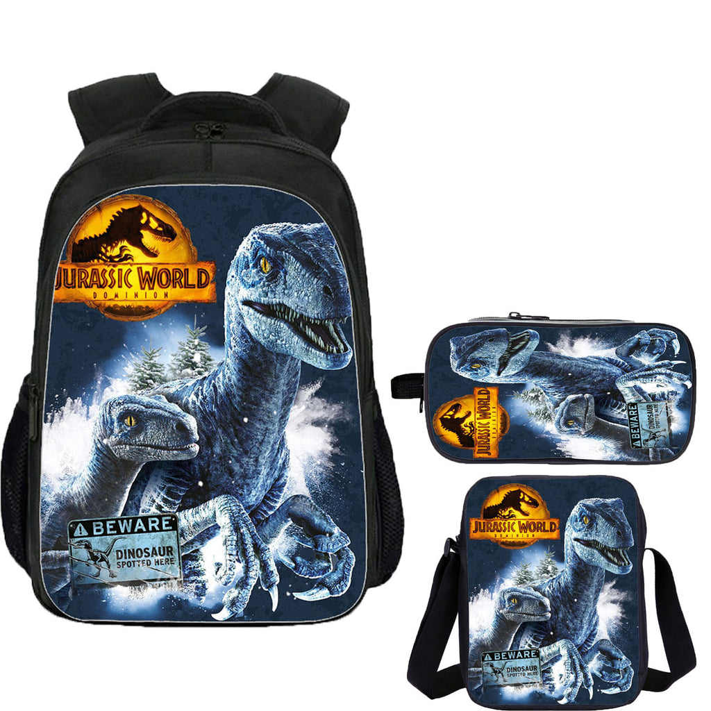 Jurassic School Backpack Shoulder Bag Pencil Case 3 Pieces Combo