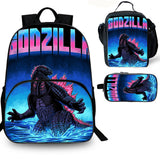 Kids Godzilla School Merch 15 inches School Backpack Lunch Bag Pencil Case