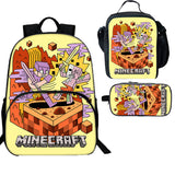 Minecraft 3 Pieces Combo Kid's 15 inches School Backpack Lunch Bag Pencil Case