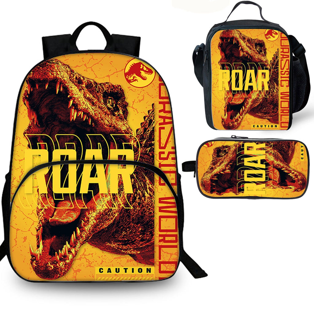 Dinosaur Kids 3PCS School Merch 15 inches School Backpack Lunch Bag Pencil Case