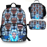 Ahsoka Kids 3PCS School Merch 15 inches School Backpack Lunch Bag Pencil Case