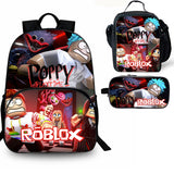 Roblox Poppy Playtime 3PCS Kid's 15 inches School Backpack Lunch Bag Pencil Case