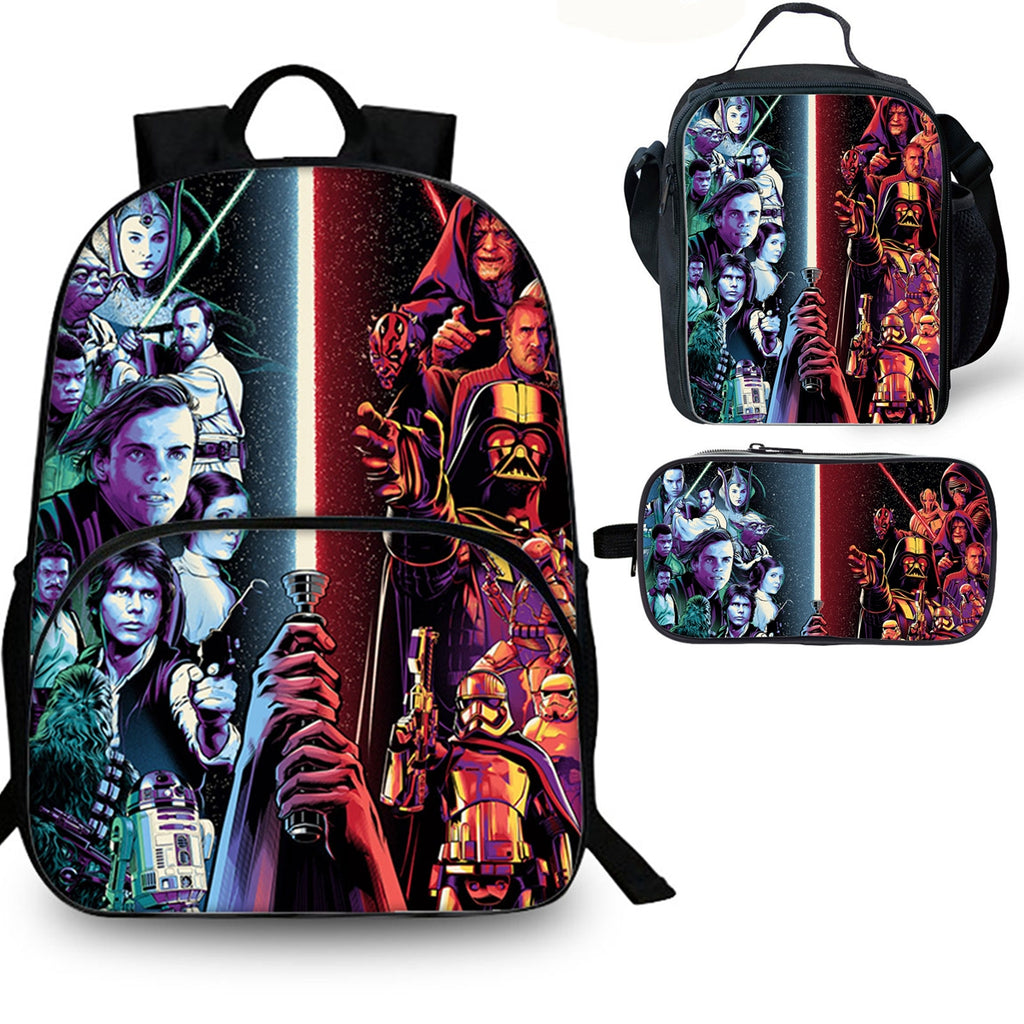 Star Wars Kids 3PCS School Merch 15 inches School Backpack Lunch Bag Pencil Case