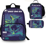 Dinosaur Kids 3PCS School Merch 15 inches School Backpack Lunch Bag Pencil Case