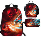 The Flash 3 Pieces Combo Kid's 15 inches School Backpack Lunch Bag Pencil Case
