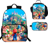 Super Mario 3 Pieces Combo Kid's 15 inches School Backpack Lunch Bag Pencil Case