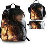 Final Fantasy Kids 3 Pieces Combo 15 inches School Backpack Lunch Bag Pencil Case