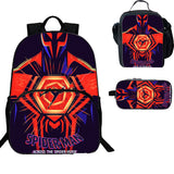 Spider-Man Across the Spider-Verse 3 Pieces Combo Kid's 15 inches School Backpack Lunch Bag Pencil Case