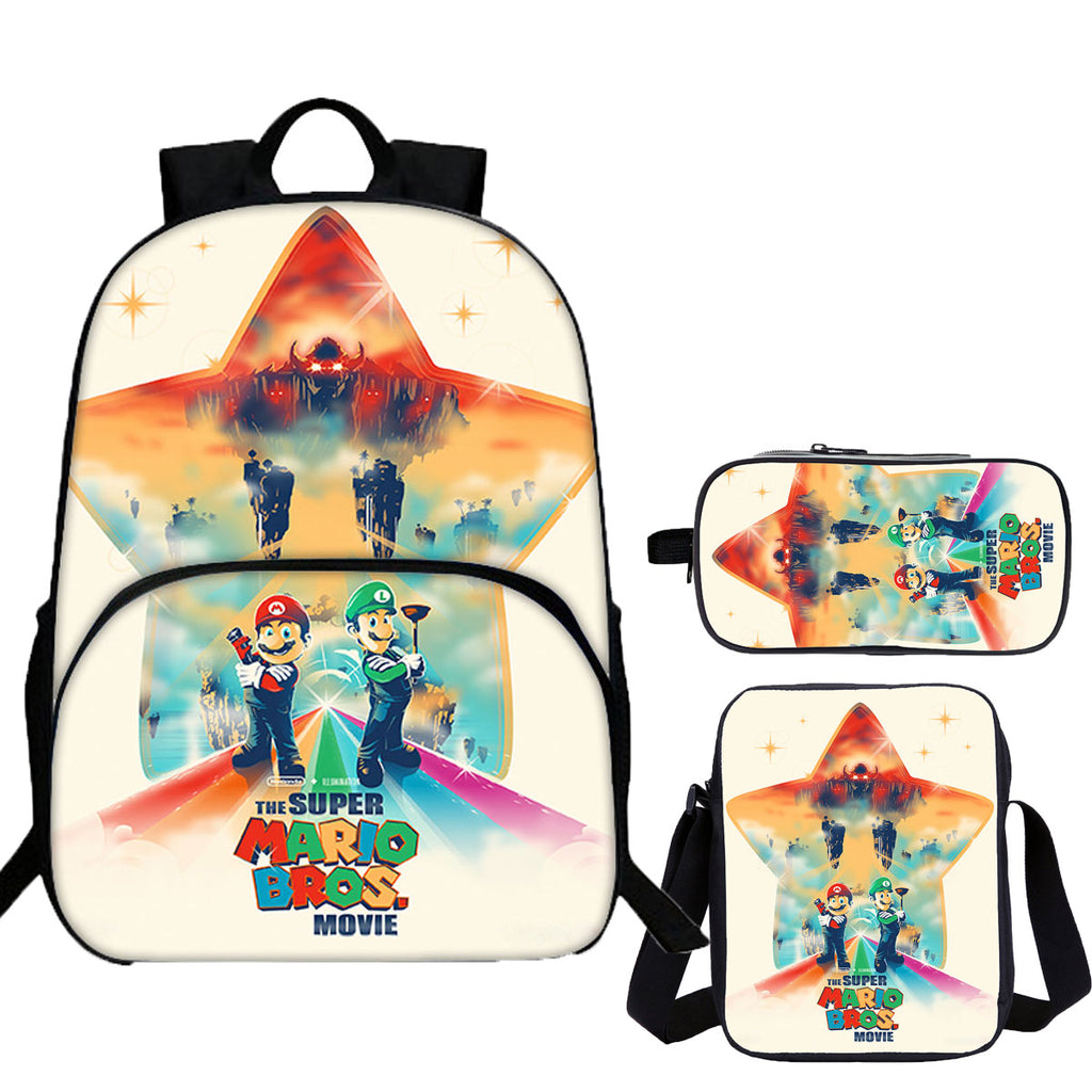 Super Mario 3 Pieces Combo Kid's 15 inches School Backpack Shoulder Bag Pencil Case