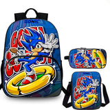 Sonic Kids 3 Pieces Combo 15 inches School Backpack Shoulder Bag Pencil Case