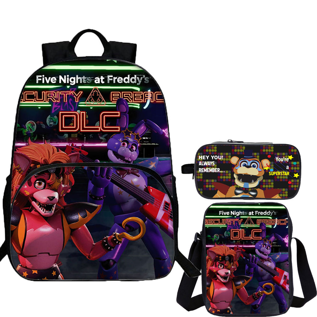 Five Nights at Freddy's 3 Pieces Combo Kid's 15 inches School Backpack Shoulder Bag Pencil Case