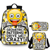 Cute Emoji Kids 3 Pieces Combo 15 inches School Backpack Shoulder Bag Pencil Case