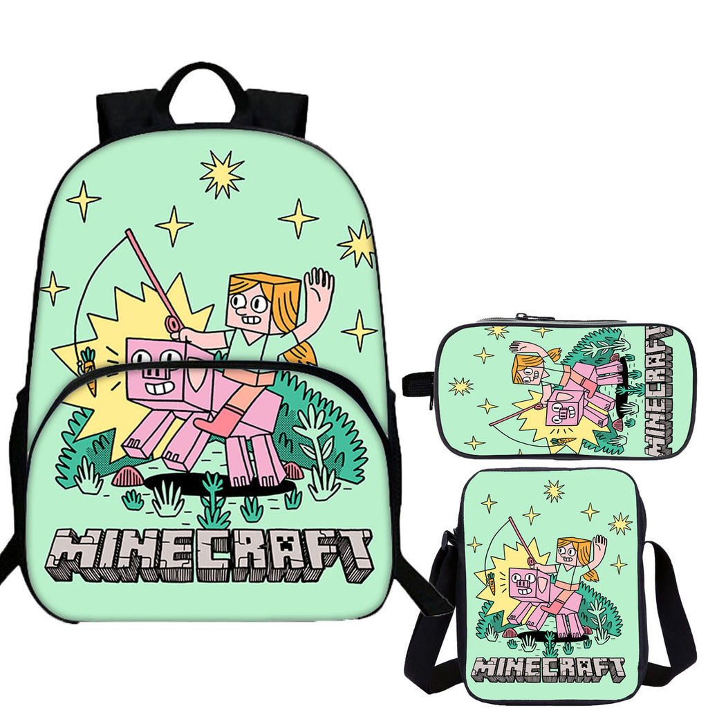 Minecraft 3 Pieces Combo Kid's 15 inches School Backpack Shoulder Bag Pencil Case