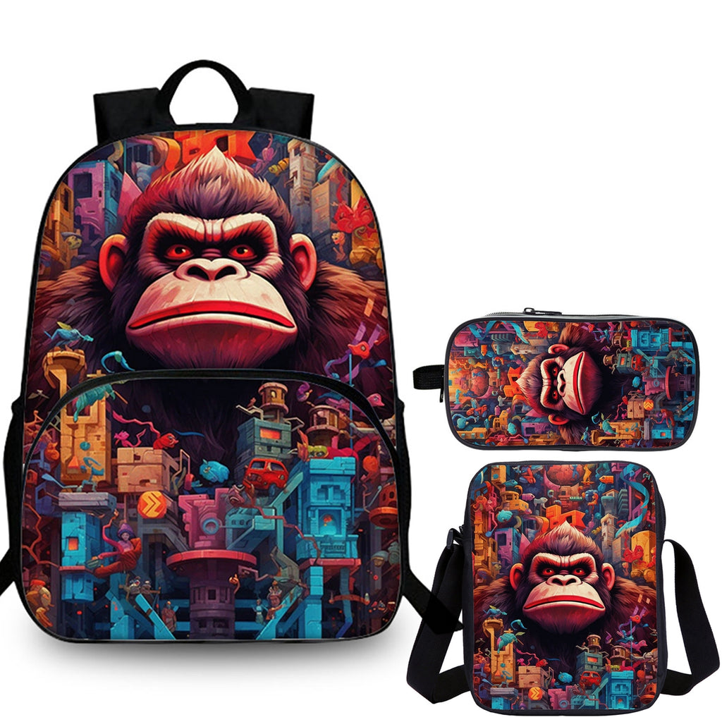 Donkey Kong Kids 3 Pieces Combo 15 inches School Backpack Shoulder Bag Pencil Case