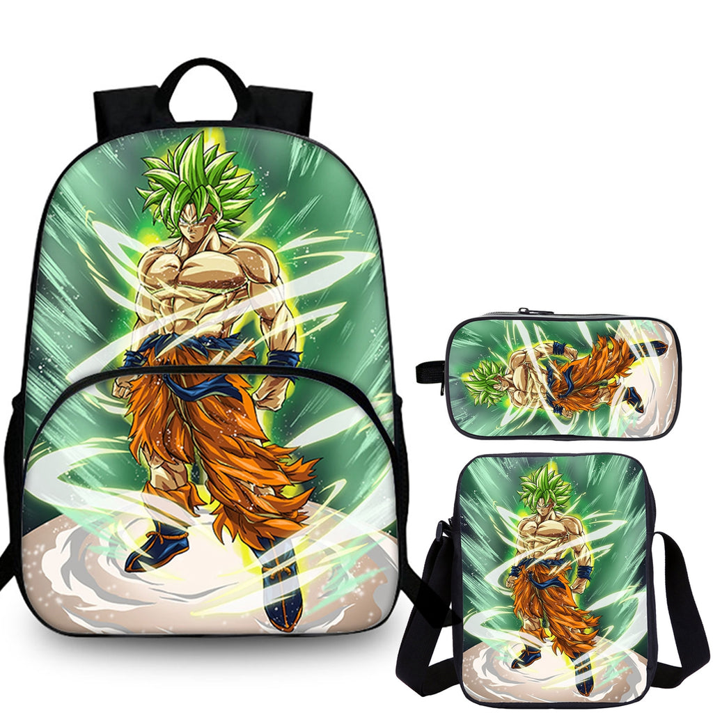 Dragon Ball Goku Kids 3 Pieces Combo 15 inches School Backpack Shoulder Bag Pencil Case
