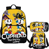 Cuphead 3 Pieces Combo Kid's 15 inches School Backpack Shoulder Bag Pencil Case