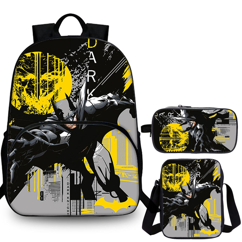 Dark Knight Kids 3 Pieces Combo 15 inches School Backpack Shoulder Bag Pencil Case