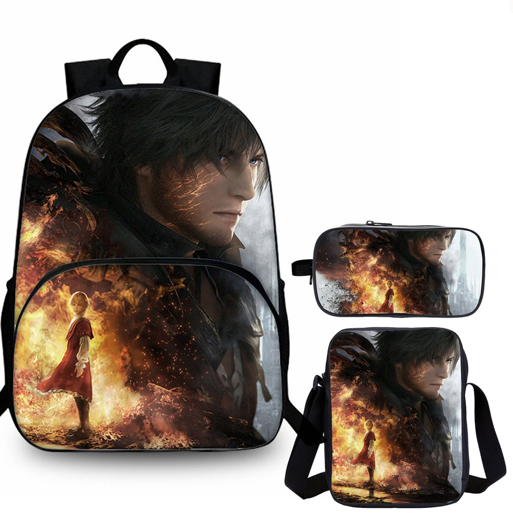 Final Fantasy Kids 3 Pieces Combo 15 inches School Backpack Shoulder Bag Pencil Case