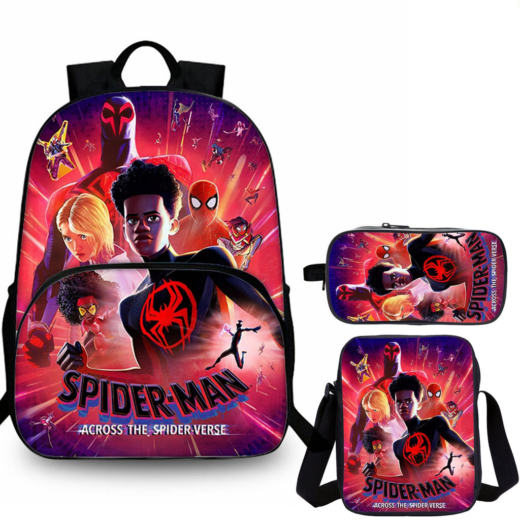 Spider-Man Across the Spider-Verse 3 Pieces Combo Kid's 15 inches School Backpack Shoulder Bag Pencil Case
