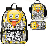 Emoji Kids 18 inches School Backpack Lunch Bag Pencil Case 3 Pieces Combo