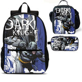 Dark Knight Kids 18 inches School Backpack Lunch Bag Pencil Case 3 Pieces Combo