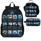 Water Type Pokemon 3 Pieces Combo 18 inches School Backpack Lunch Bag Pencil Case