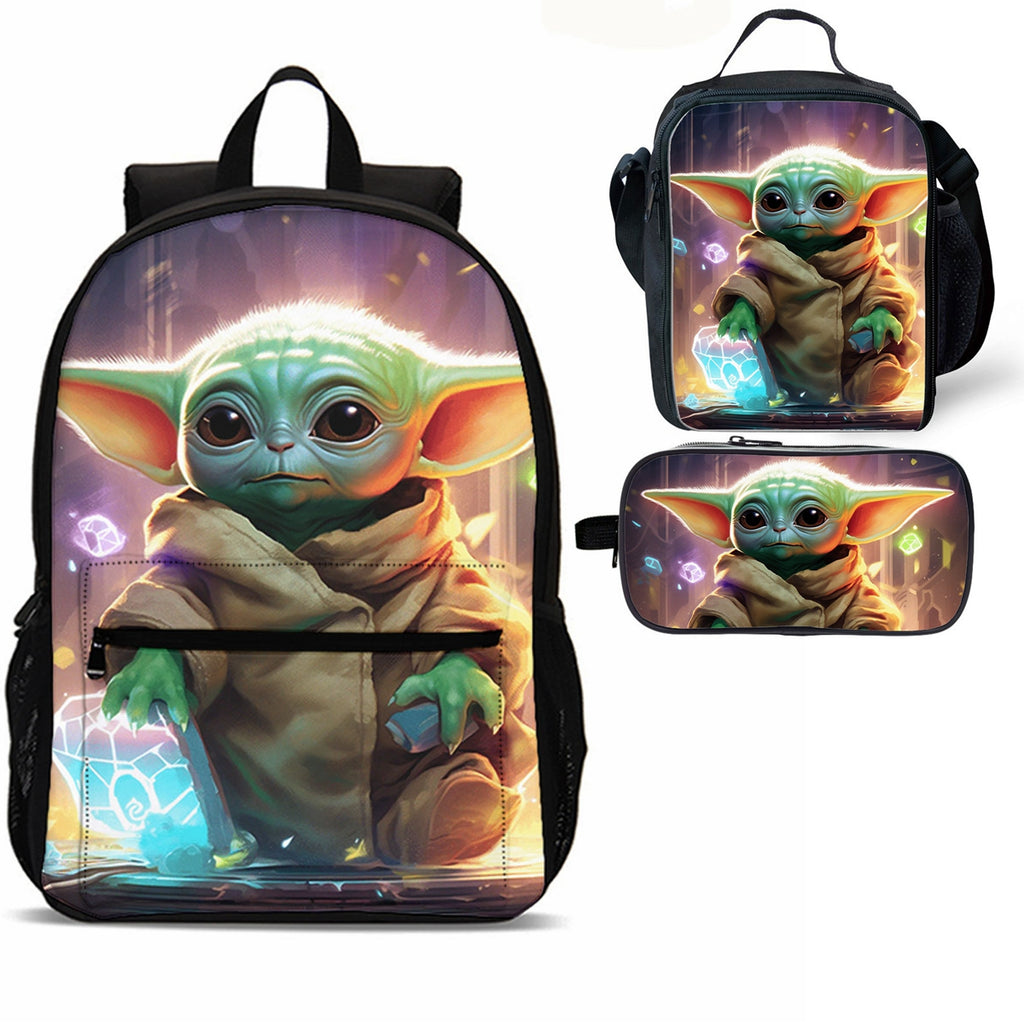 Yoda Kids 3 Pieces Combo 18 inches School Backpack Lunch Bag Pencil Case