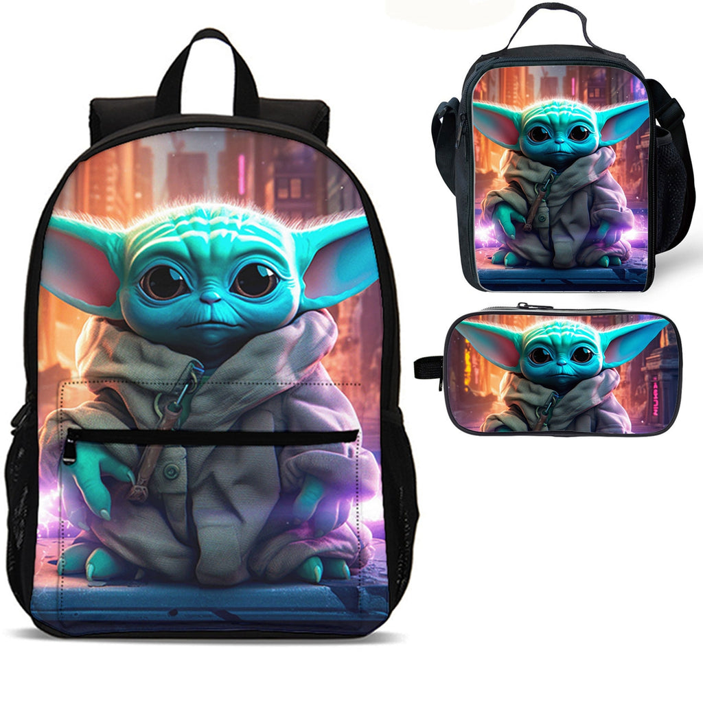 Yoda Kids 3 Pieces Combo 18 inches School Backpack Lunch Bag Pencil Case