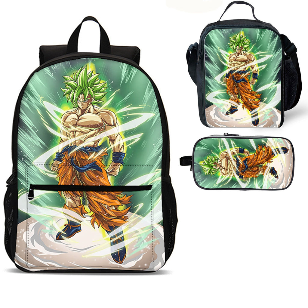 Dragon Ball Goku Kids 18 inches School Backpack Lunch Bag Pencil Case 3 Pieces Combo