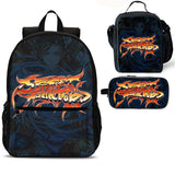 Street Fighter Kids 18 inches School Backpack Lunch Bag Pencil Case 3 Pieces Combo