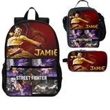 Street Fighter 3 Pieces Combo 18 inches School Backpack Lunch Bag Pencil Case