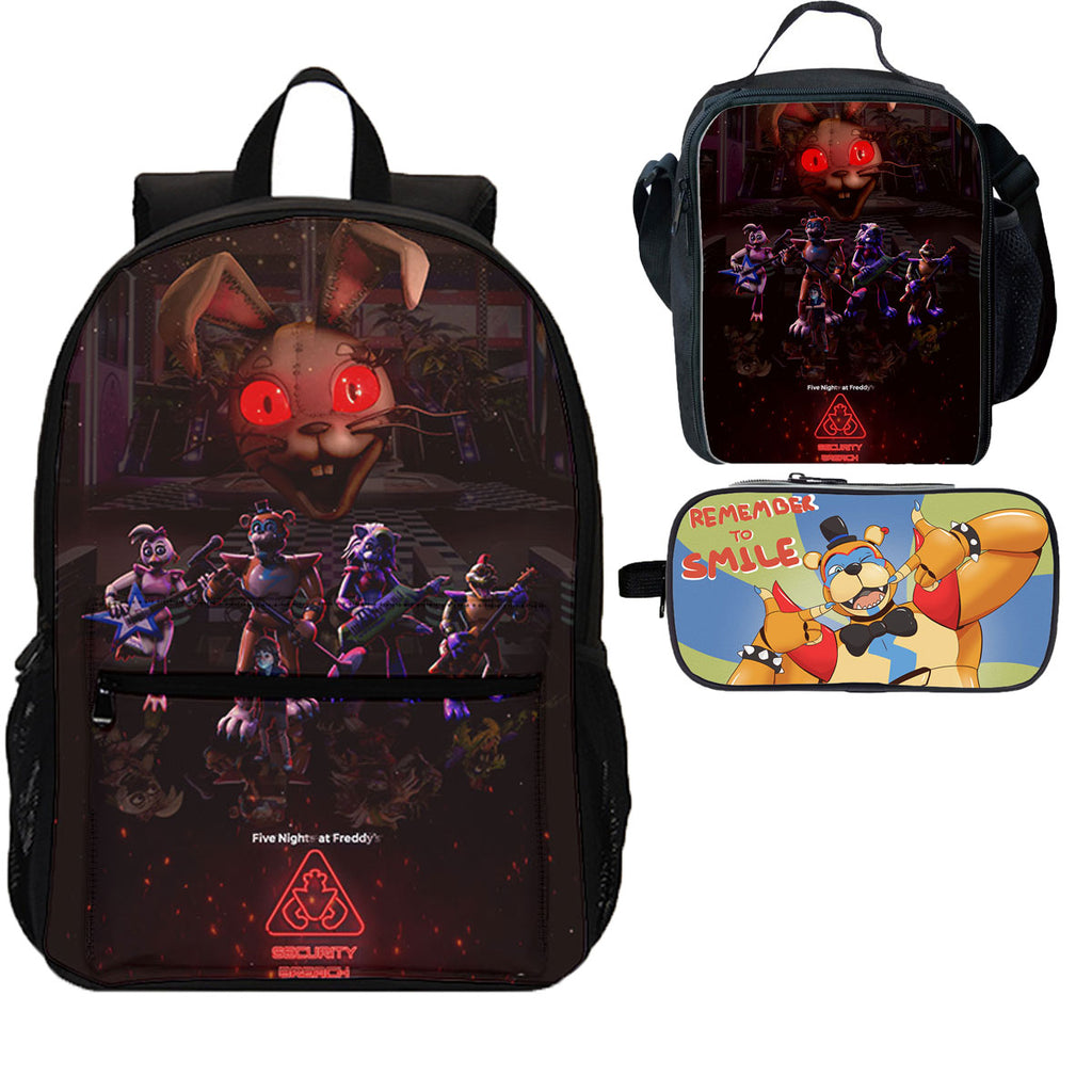 Five Nights at Freddy's 3 Pieces Combo 18 inches School Backpack Lunch Bag Pencil Case
