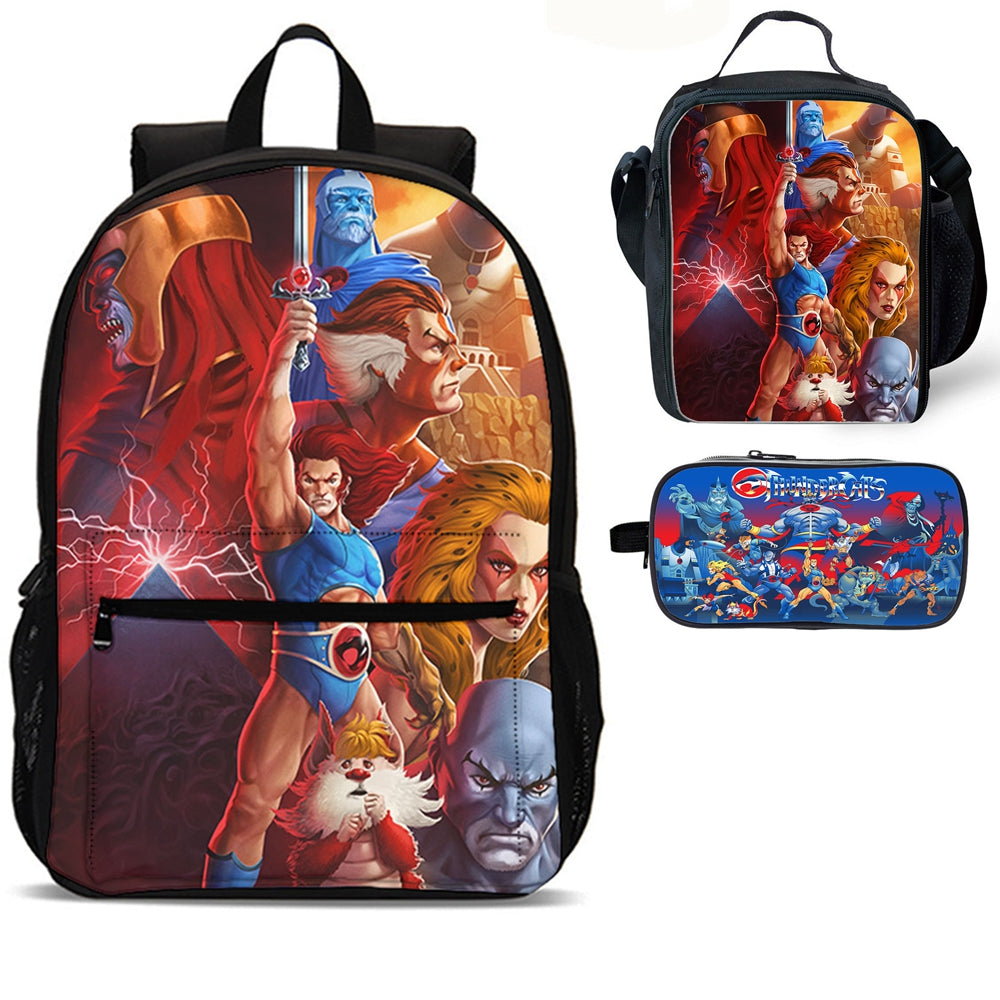 Thundercats Kids 18 inches School Backpack Lunch Bag Pencil Case 3 Pieces Combo