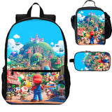 Super Mario 3 Pieces Combo 18 inches School Backpack Lunch Bag Pencil Case