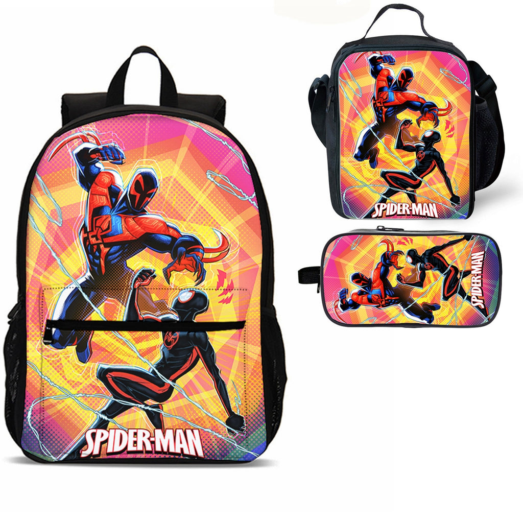 Spider-Man Across the Spider-Verse 3 Pieces Combo 18 inches School Backpack Lunch Bag Pencil Case