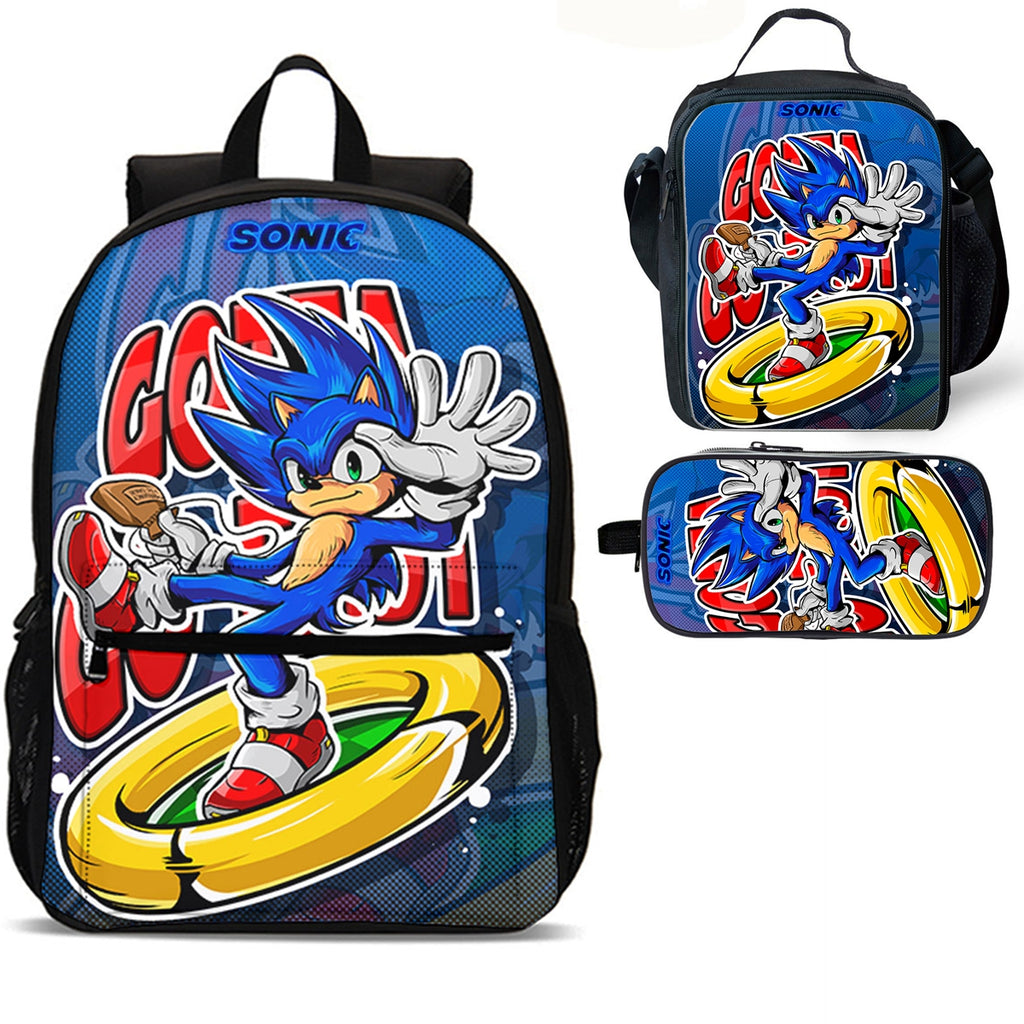 SONIC Kids 18 inches School Backpack Lunch Bag Pencil Case 3 Pieces Combo