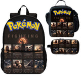 Fighting Type Pokemon 3 Pieces Combo 18 inches School Backpack Lunch Bag Pencil Case