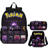 Psychic Type Pokemon 3 Pieces Combo 18 inches School Backpack Shoulder Bag Pencil Case