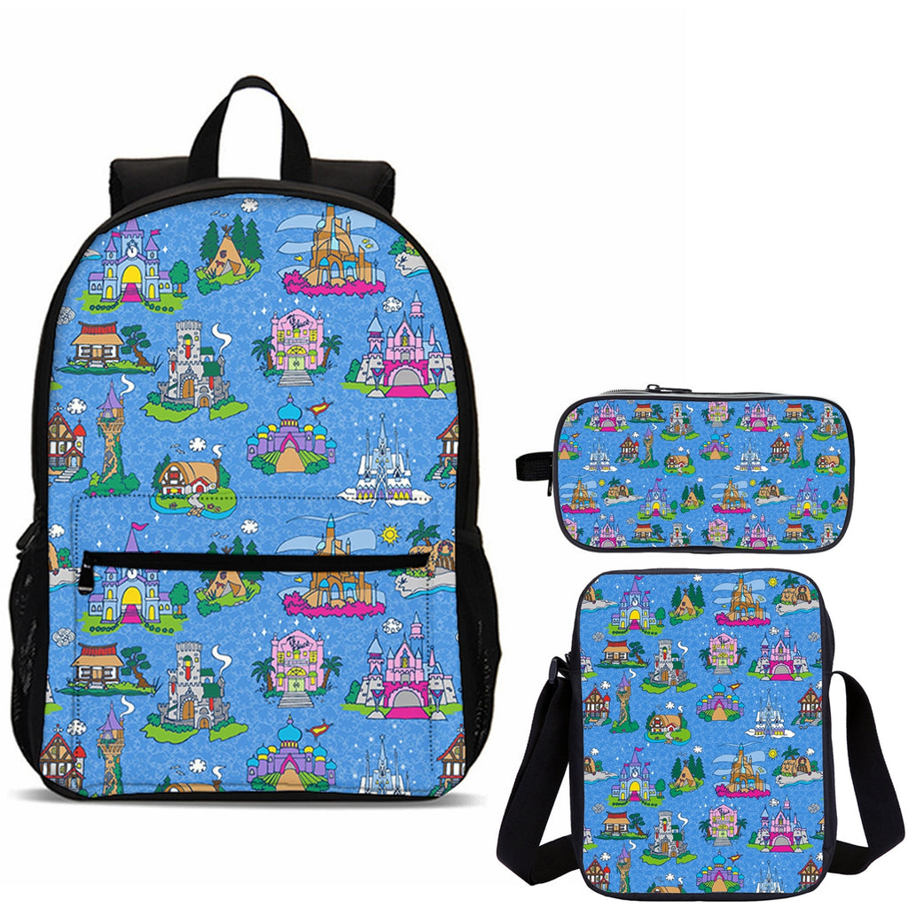 Princess 3 Pieces Combo 18" School Backpack Shoulder Bag Pencil Case