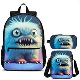 Furry Monster Kids 3 Pieces Combo 18" School Backpack Shoulder Bag Pencil Case