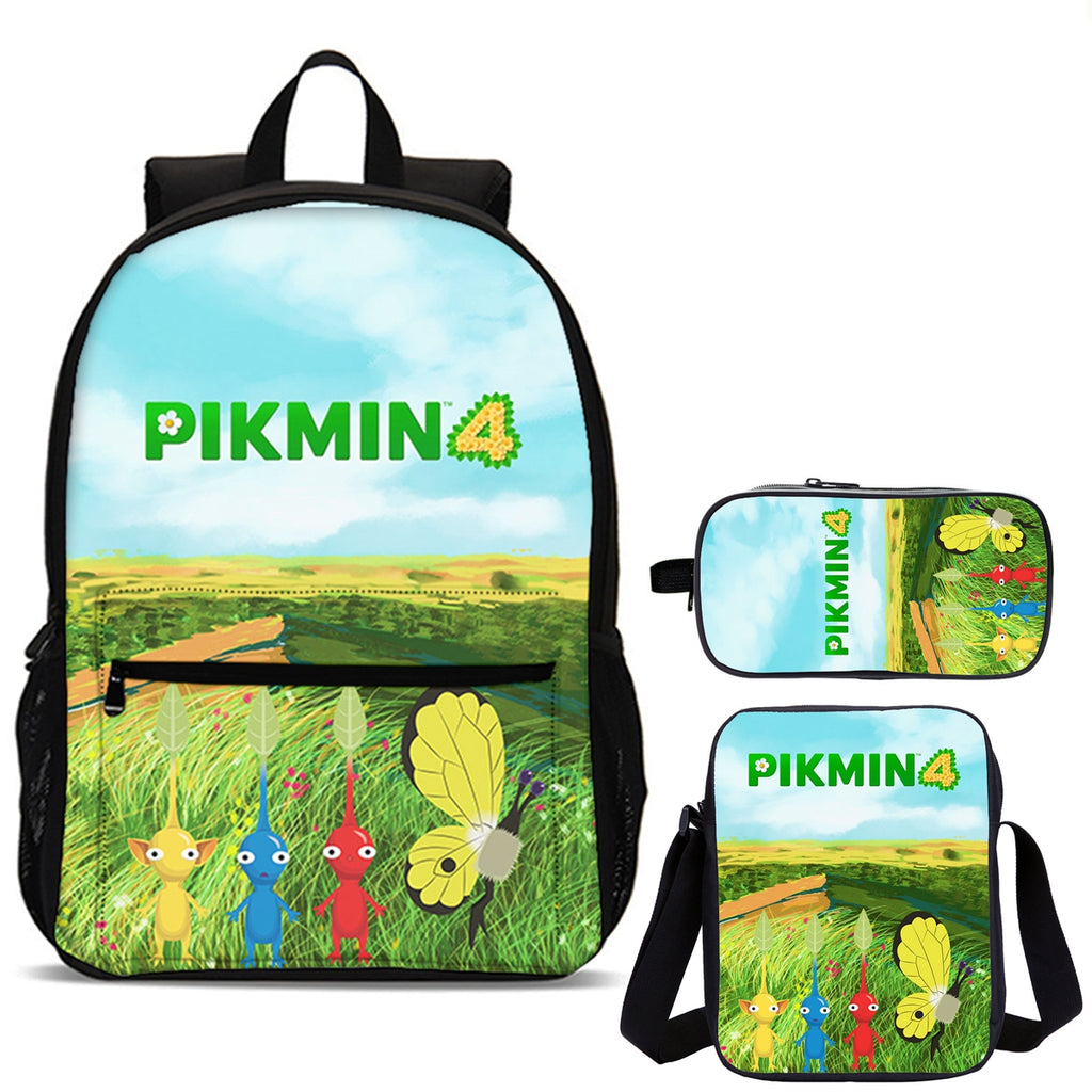 Pikmin 4 Kids 3 Pieces Combo 18" School Backpack Shoulder Bag Pencil Case
