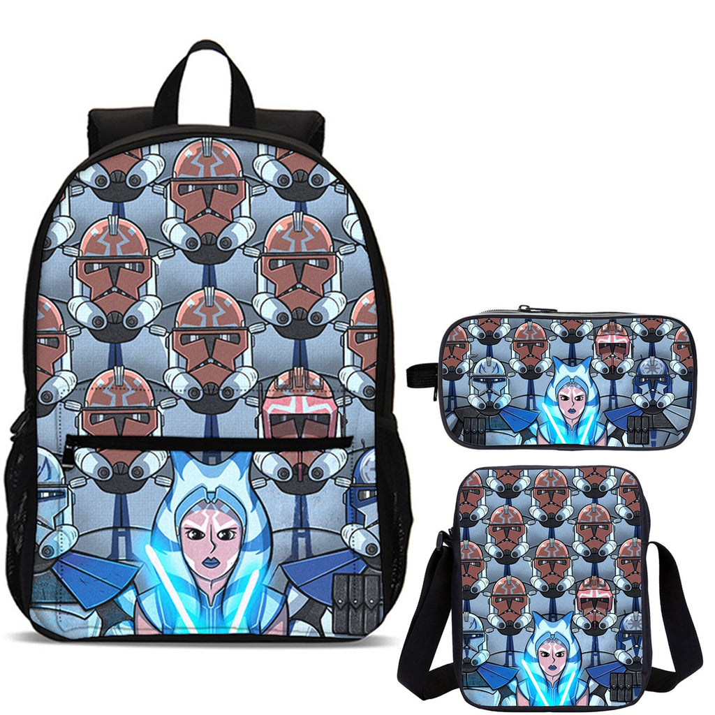 Ahsoka Kids 3 Pieces Combo 18" School Backpack Shoulder Bag Pencil Case